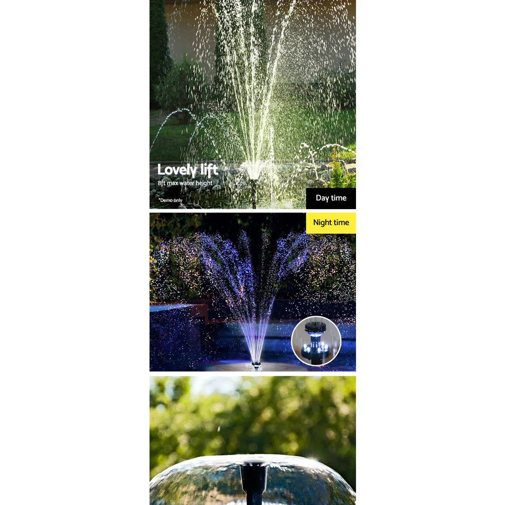 Gardeon Solar Pond Pump Submersible Water Fountain with Battery Kit LED Lights 6.6FT - Mekamart Australia
