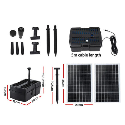 Gardeon Solar Submersible Water Pond Fountain Pump with Filter Box 6FT 1190L/H - Mekamart Australia