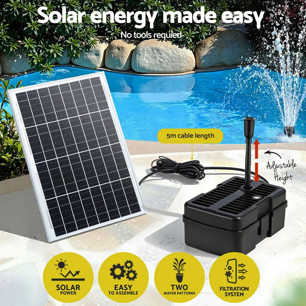Gardeon Solar Submersible Water Pond Fountain Pump with Filter Box 6FT 1190L/H - Mekamart Australia
