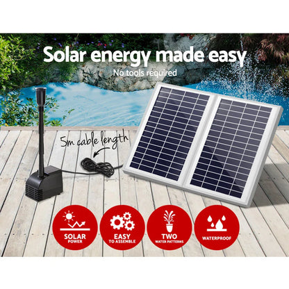 Gardeon Solar Pond Pump Submersible Water Fountain Kit with 2 Panels 7.2FT - Mekamart Australia
