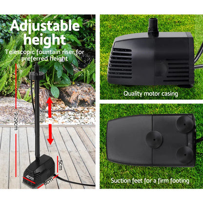 Gardeon Solar Pond Pump Submersible Water Fountain with Battery Kit LED Lights 4FT - Mekamart Australia