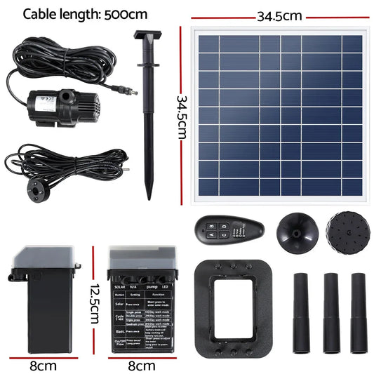 Gardeon Solar Pond Pump with Battery Kit LED Lights 9.8FT - Mekamart Australia