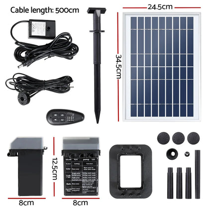 Gardeon Solar Pond Pump Submersible Fountain with Battery Kit LED Lights 5.2FT - Mekamart Australia