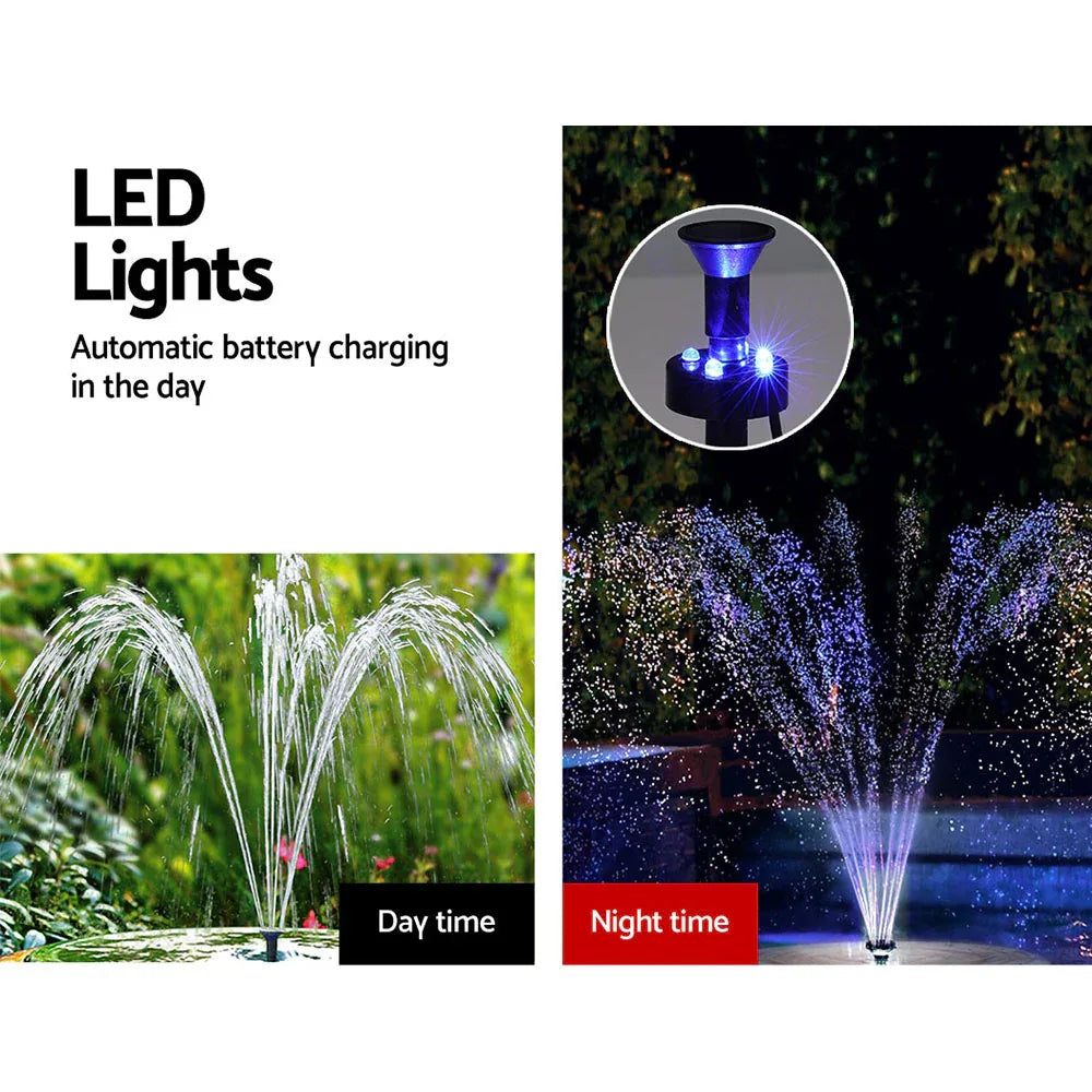 Gardeon Solar Pond Pump Submersible Fountain with Battery Kit LED Lights 5.2FT - Mekamart Australia