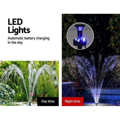 Gardeon Solar Pond Pump Submersible Fountain with Battery Kit LED Lights 5.2FT - Mekamart Australia