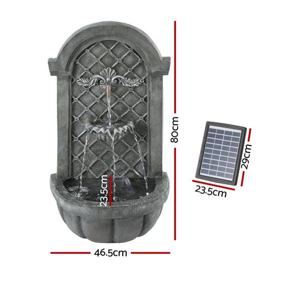 Gardeon Solar Fountain Water Feature Wall Mount Garden Fountains 80CM Grey - Mekamart Australia