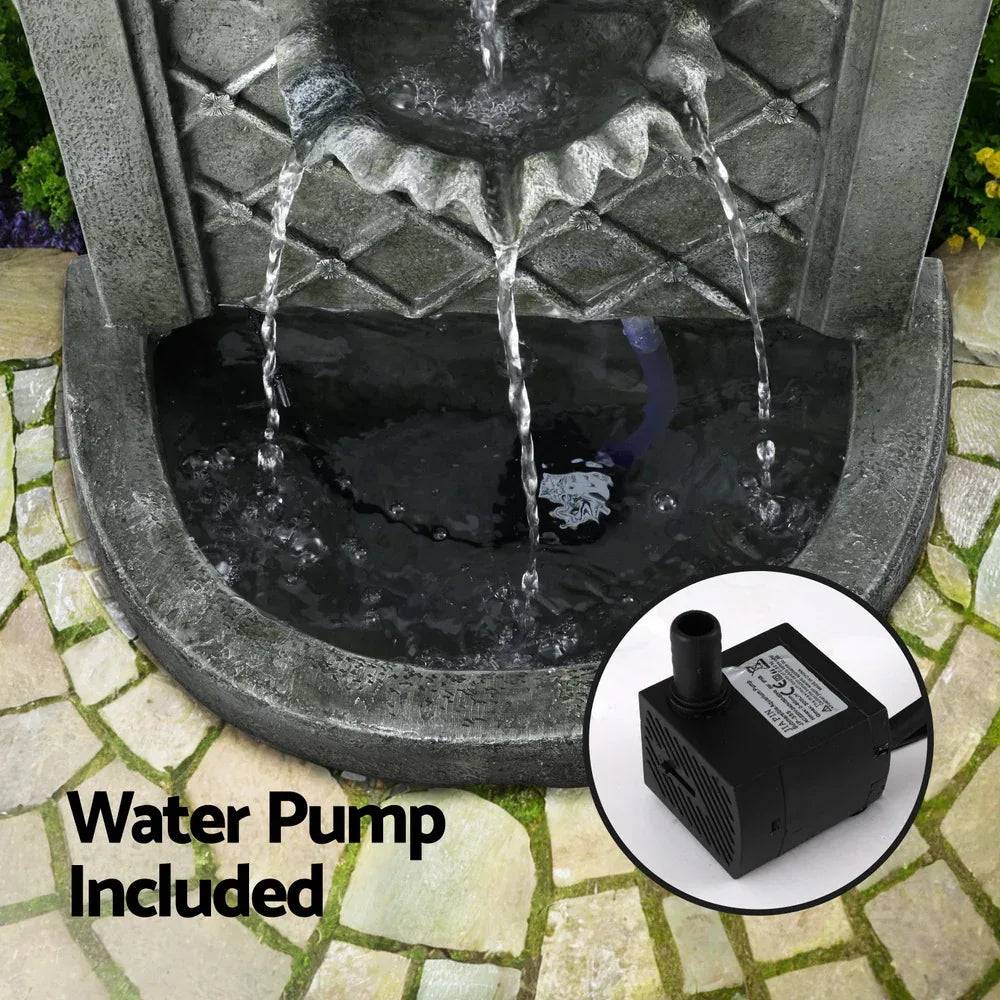 Gardeon Solar Fountain Water Feature Wall Mount Garden Fountains 80CM Grey - Mekamart Australia