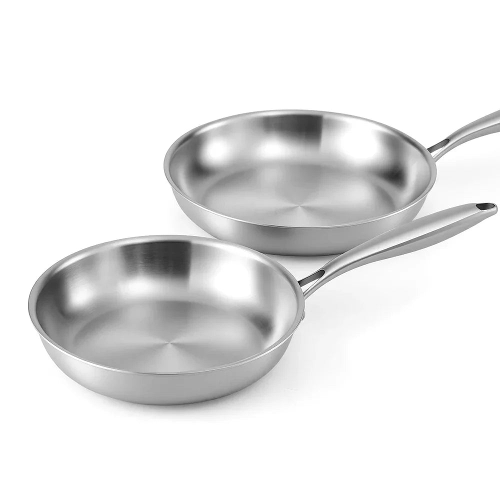 5-star Chef Frying Pan Stainless Steel Uncoated Twin Frypan Set 25/30cm Silver - Mekamart Australia