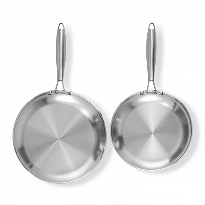 5-star Chef Frying Pan Stainless Steel Uncoated Twin Frypan Set 25/30cm Silver - Mekamart Australia