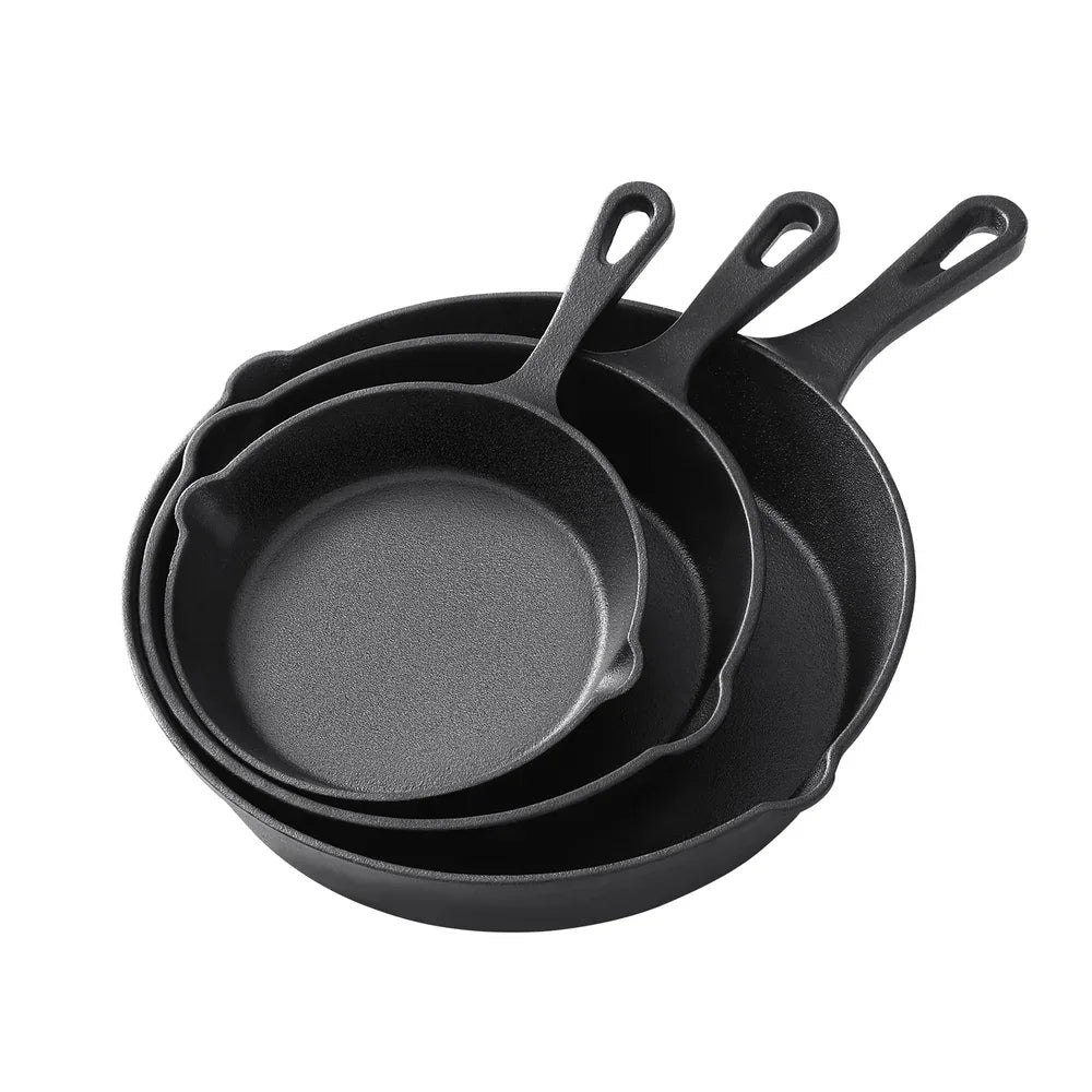 5-star chef Non Stick Frying Pan Cast Iron 3PCS - Mekamart Australia