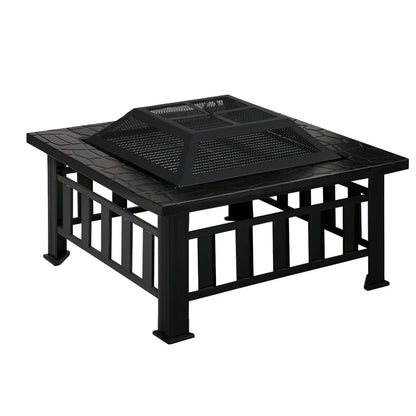Grillz Fire Pit BBQ Grill 2-In-1 Table - Mekamart Australia