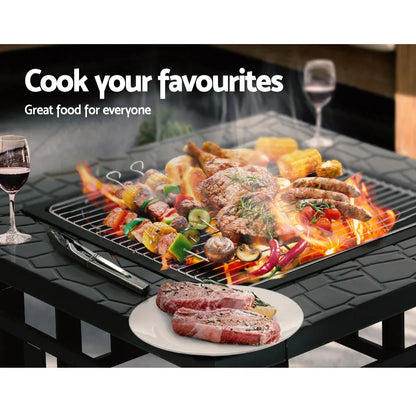 Grillz Fire Pit BBQ Grill 2-In-1 Table - Mekamart Australia