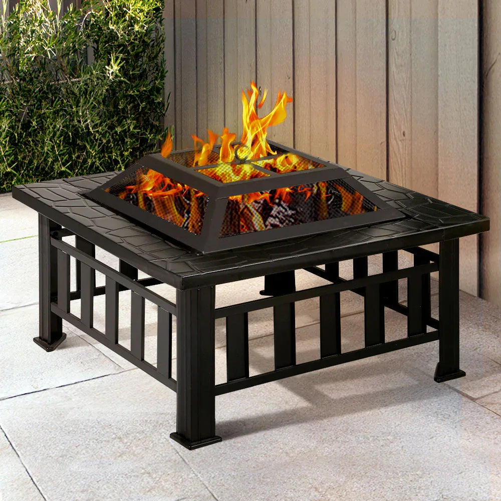 Grillz Fire Pit BBQ Grill 2-In-1 Table - Mekamart Australia