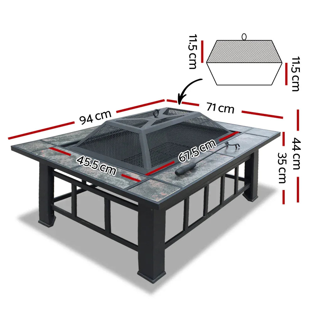 Grillz Fire Pit BBQ Grill Ice Bucket 3-In-1 Table - Mekamart Australia