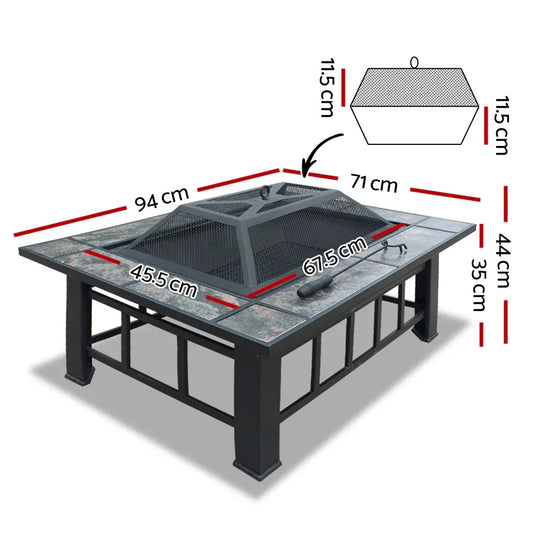 Grillz Fire Pit BBQ Grill Ice Bucket 3-In-1 Table - Mekamart Australia