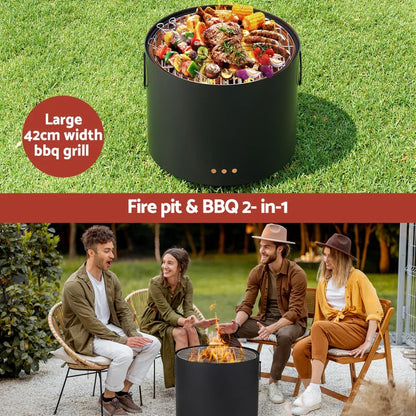 Grillz Fire Pit BBQ Portable Deep Bowl Outdoor Fireplace - Mekamart Australia