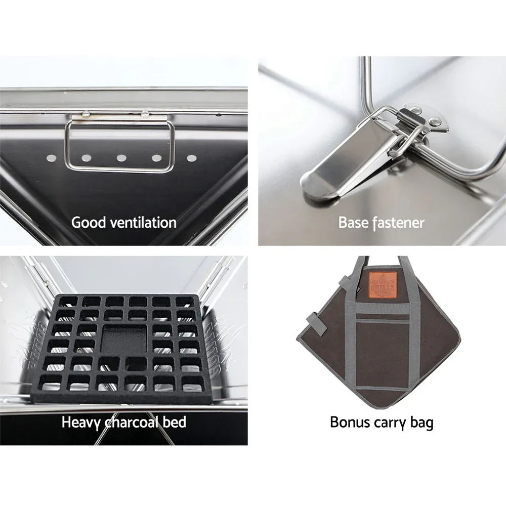 Grillz Fire Pit BBQ Grill with Carry Bag Camping - Mekamart Australia