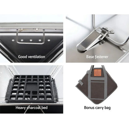 Grillz Fire Pit BBQ Grill with Carry Bag Camping - Mekamart Australia