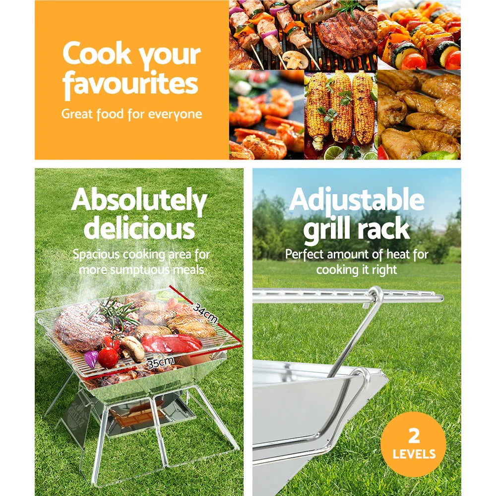 Grillz Fire Pit BBQ Grill with Carry Bag Portable - Mekamart Australia