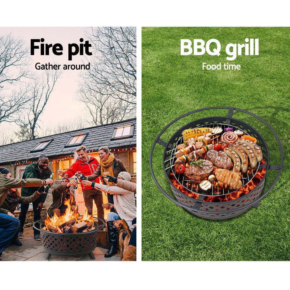 Grillz Fire Pit BBQ Grill 76cm - Mekamart Australia