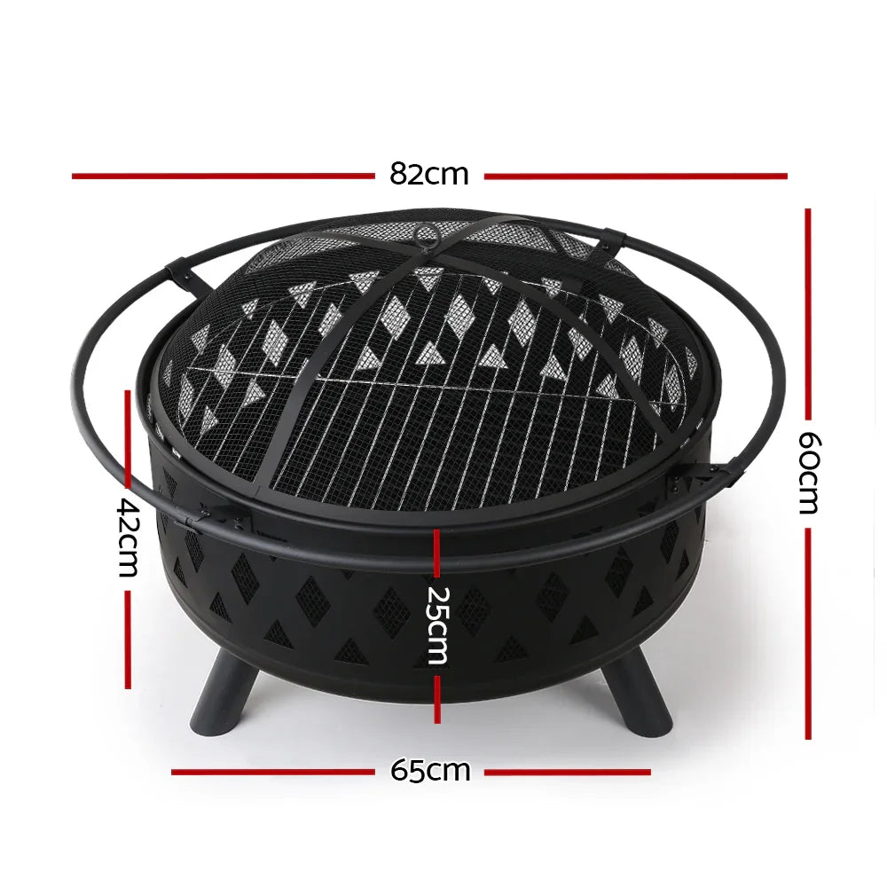 Grillz Fire Pit BBQ Grill 82cm - Mekamart Australia