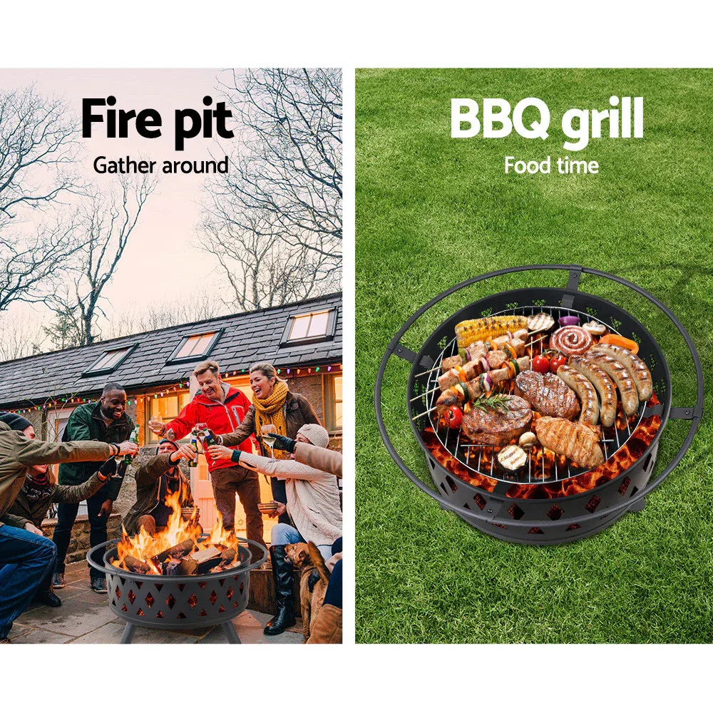 Grillz Fire Pit BBQ Grill 82cm - Mekamart Australia