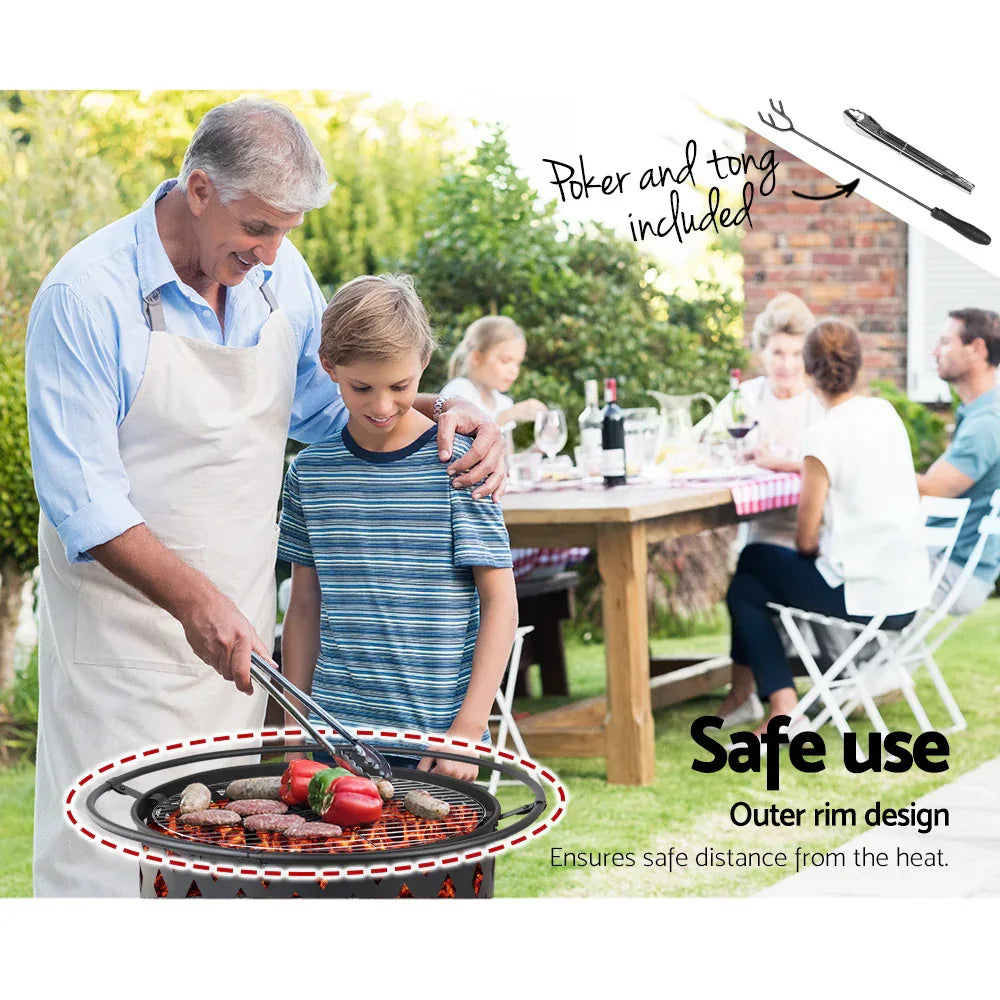 Grillz Fire Pit BBQ Grill 82cm - Mekamart Australia