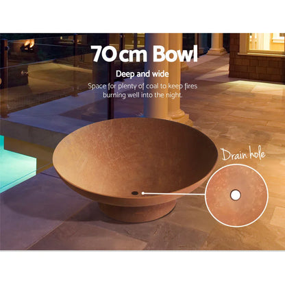 Grillz Fire Pit Bowl Cast Iron Rustic 70cm - Mekamart Australia