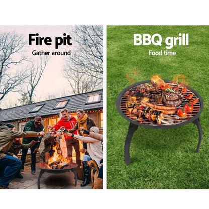 Fire Pit BBQ Charcoal Smoker Portable Outdoor Camping Pits Patio Fireplace 22" - Mekamart Australia