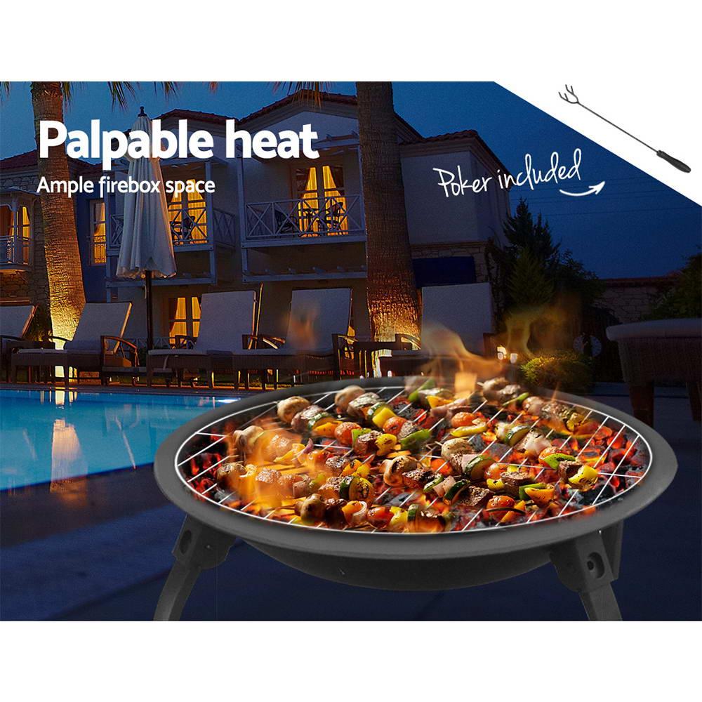Fire Pit BBQ Charcoal Smoker Portable Outdoor Camping Pits Patio Fireplace 22" - Mekamart Australia