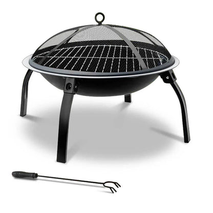 Fire Pit BBQ Charcoal Smoker Portable Outdoor Camping Pits Patio Fireplace 22" - Mekamart Australia
