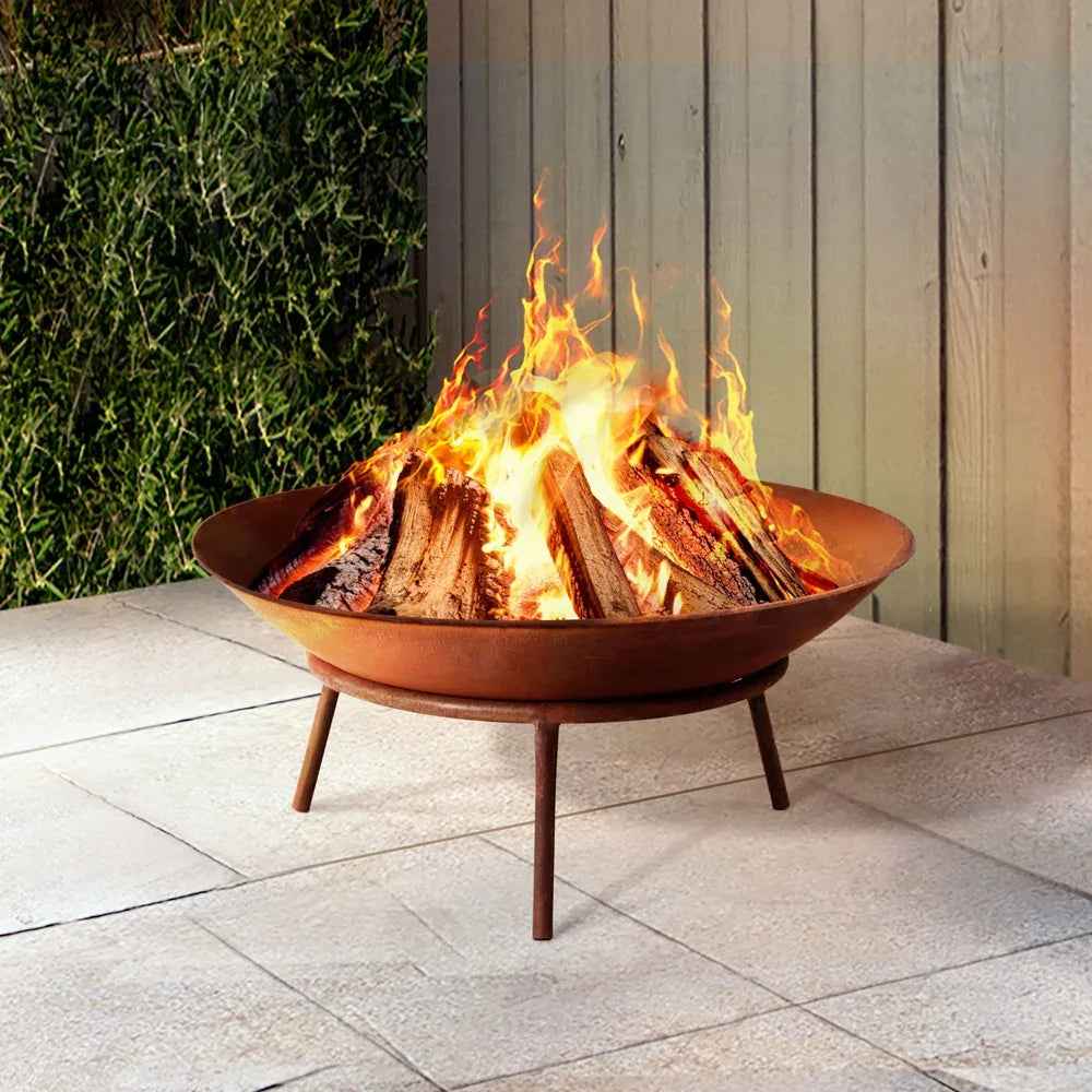 Grillz 56cm Fire Pit Iron Rustic Bowl Outdoor - Mekamart Australia