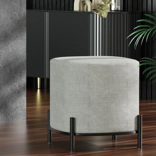 Artiss Ottoman Foot Stool Square Linen Grey - Mekamart Australia