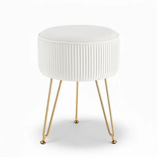 Artiss Ottoman Foot Stool Vanity Velvet Round White - Mekamart Australia
