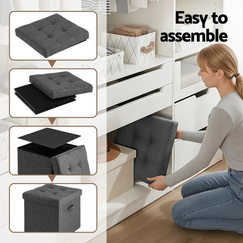 Artiss Storage Ottoman Rest Foot Stool Foldable - Mekamart Australia