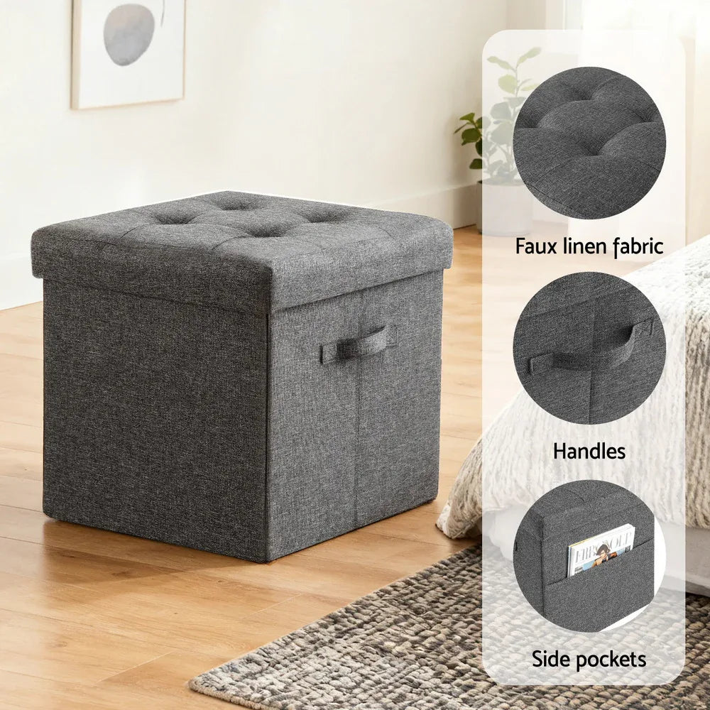 Artiss Storage Ottoman Rest Foot Stool Foldable - Mekamart Australia