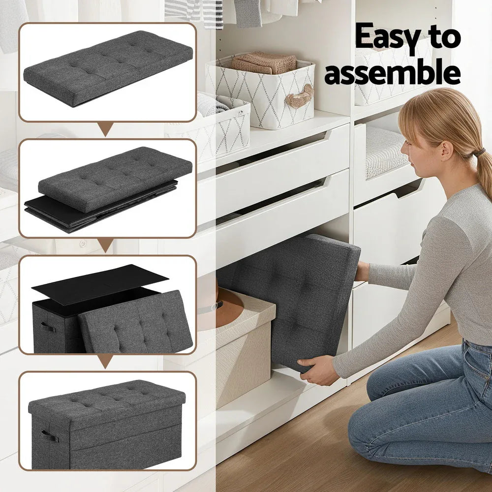 Artiss Storage Ottoman Foot Stool Rest Foldable - Mekamart Australia