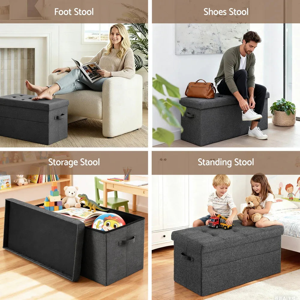 Artiss Storage Ottoman Foot Stool Rest Foldable - Mekamart Australia