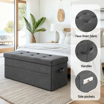 Artiss Storage Ottoman Foot Stool Rest Foldable - Mekamart Australia