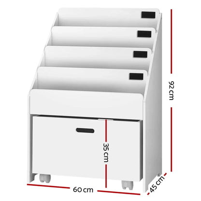 Keezi 4 Tiers Kids Bookshelf Storage Organiser Children Bookcase Drawers Display - Mekamart Australia