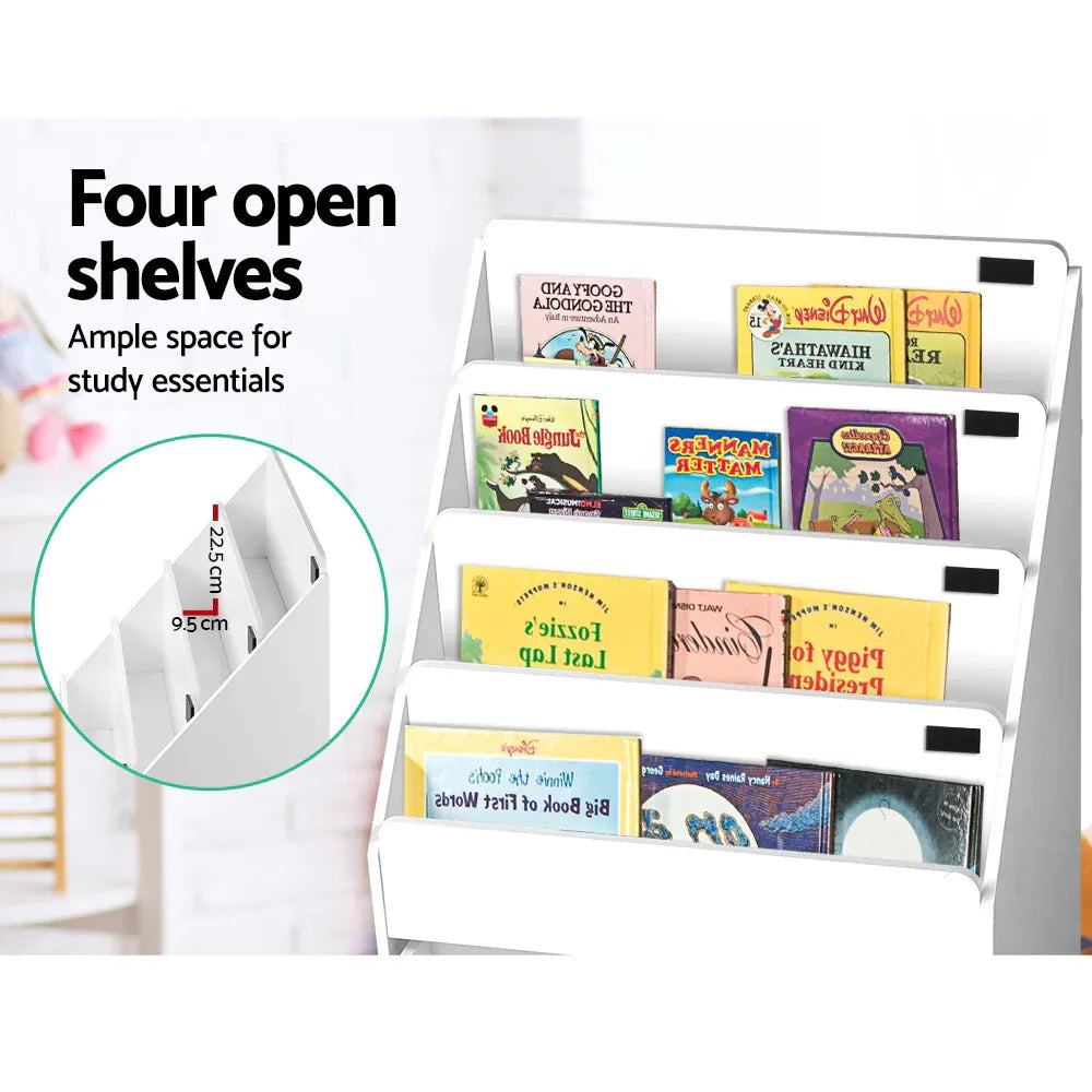 Keezi 4 Tiers Kids Bookshelf Storage Organiser Children Bookcase Drawers Display - Mekamart Australia