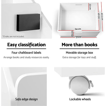 Keezi 4 Tiers Kids Bookshelf Storage Organiser Children Bookcase Drawers Display - Mekamart Australia