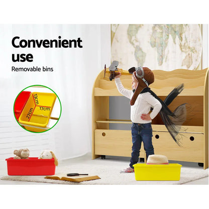 Keezi 3 Tiers Kids Bookshelf Storage Children Bookcase Toy Box Organiser Display - Mekamart Australia