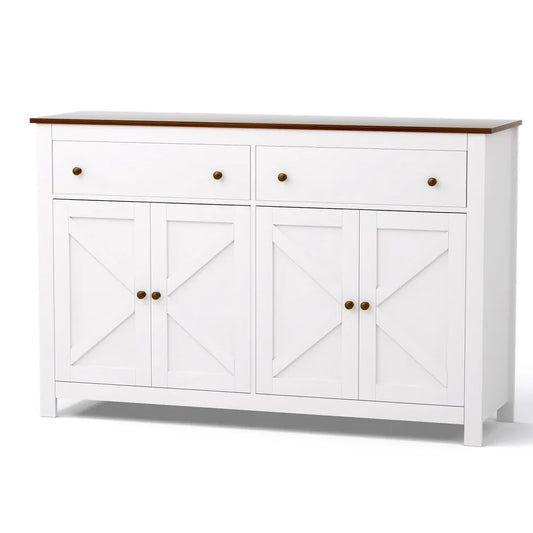 Artiss Buffet Sideboard Storage Cabinet Kitchen Cupboard 2 Drawers 140CM White - Mekamart Australia