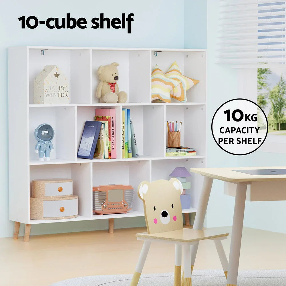 Artiss Bookshelf 3 Tiers 10 Cubes - CORA White - Mekamart Australia
