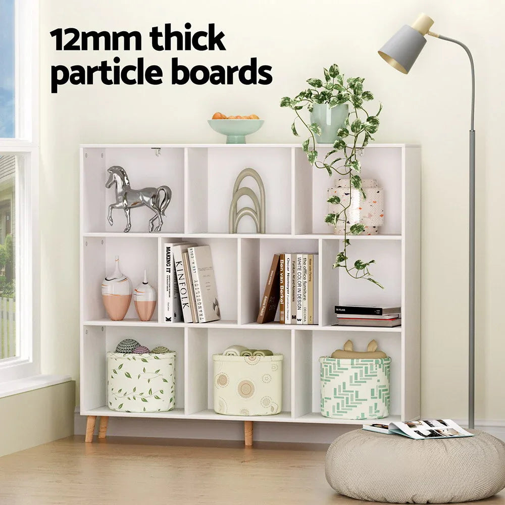 Artiss Bookshelf 3 Tiers 10 Cubes - CORA White - Mekamart Australia
