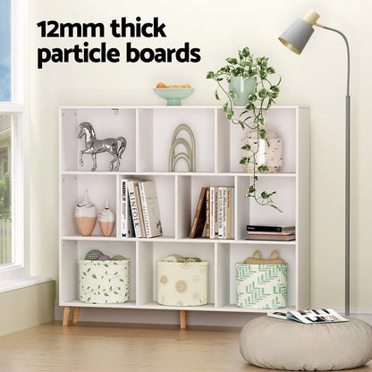 Artiss Bookshelf 3 Tiers 10 Cubes - CORA White - Mekamart Australia