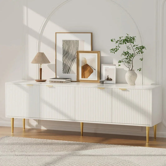 Artiss TV Cabinet Entertainment Unit Stand Storage 180CM White - Mekamart Australia