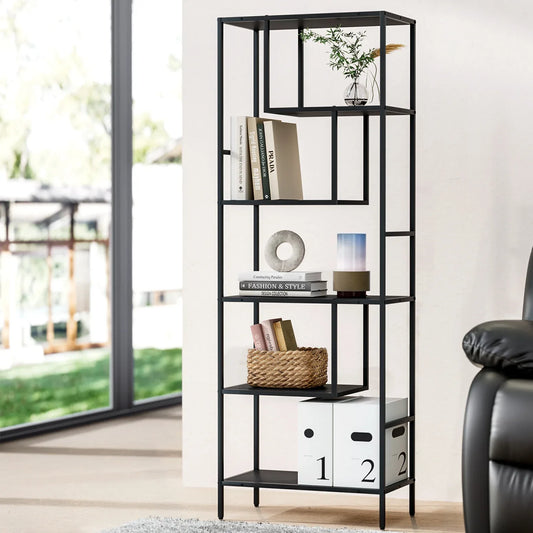 Artiss Bookshelf 5 Tiers RHYS Black - Mekamart Australia