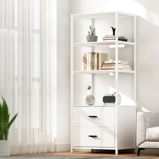 Artiss Bookshelf Display Shelf 2 Drawers 152CM White - Mekamart Australia